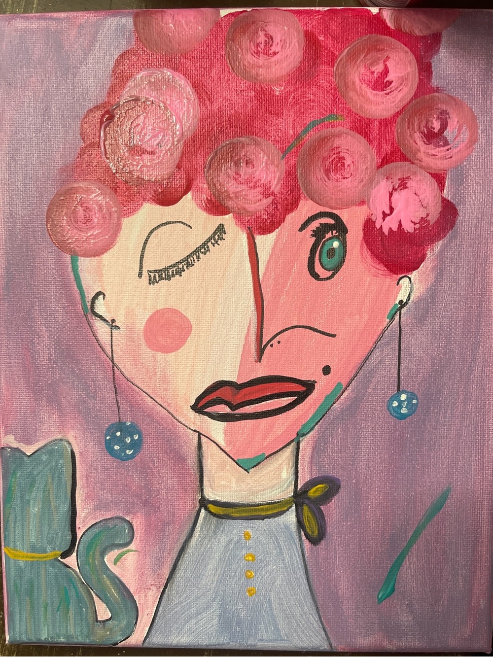 Playful Pink Portrait Wall Art Canvas